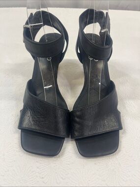 Franco Sarto Black Leather Ankle Strap Sandals